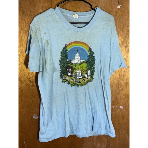 RARE Youth International Party YIP 1979‎ Washington DC Smoke-In Hippie Shirt XL - Picture 1 of 12